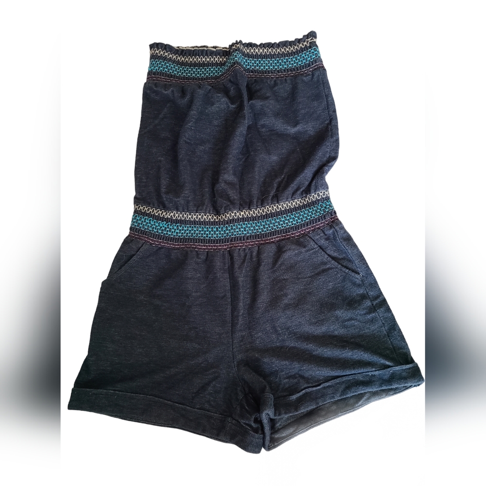 SPRING STREET | STRAPLESS ROMPER WITH SMOCKING AT TOP & WAIST | SIZE MEDIUM - Picture 2 of 11